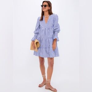 Pomander Place Kenzo Cotton Poplin Dress Blue and White Stripe M